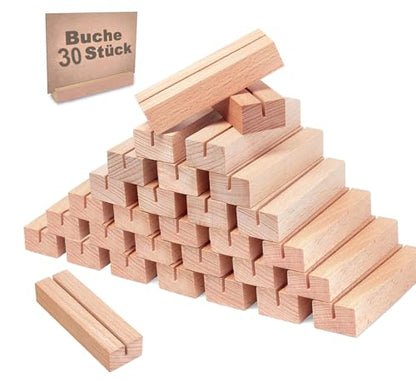 31Pcs Wooden Place Card Holders, Wood Photo Picture Card Holders for Weddings Banquets and Parties, Beech Table Number Holder Stands, Wood Menu Holder for Restaurants (31 Pcs-2.8mm Slots) - size: 31 Pcs-Slots 2.8 mm