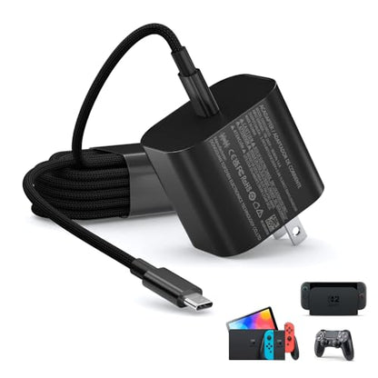 Switch 2 Charger - 60w Charger for Nintendo Switch 2/1，20V 3A PD3.0 Fast Charging Power Supply with 6.6FT USB C Cord Compatible with Switch/OLED/Lite/Steam Deck - Support 4K TV Mode