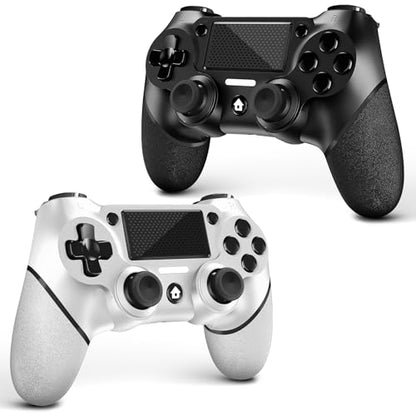 AceGamer 2 Pack for PS4 Controller, Wireless Controller for PS4/Pro/Slim/PC, with Non-Slip Grip of Both Sides and USB-C Cable! (Black and White) - color: Black and White