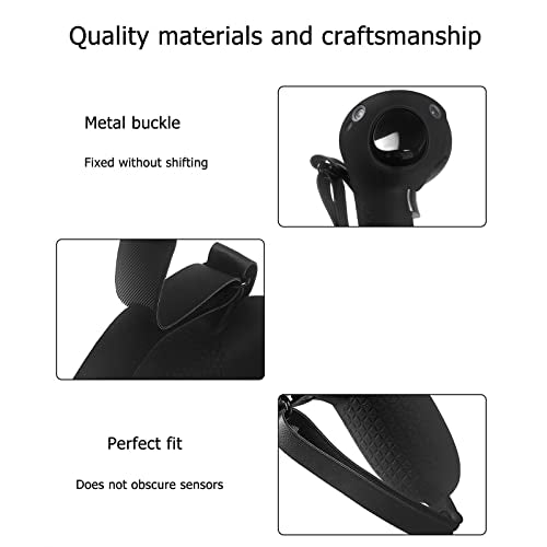 Silicone Grip Cover for Meta Quest Pro | Protector Cover Compatible with Meta Quest Pro Accessories Touch Controller Grips with Knuckle Straps (Black)