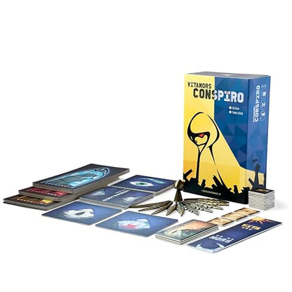 Vita Mors: Conspiro – Premium Social Deduction Game for 5–10 Players | Pocket-Size Metal Edition | Holiday Coupon Available