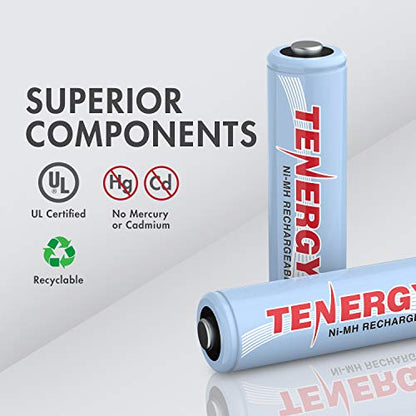 Tenergy TN160 12-Bay LCD NiMH/NiCD AAA/AA Battery Charger + 12x AA NiMH Rechargeable Batteries, Double A Batteries for Everyday Electronics - size: Charger + 12 Pack NiMH AA