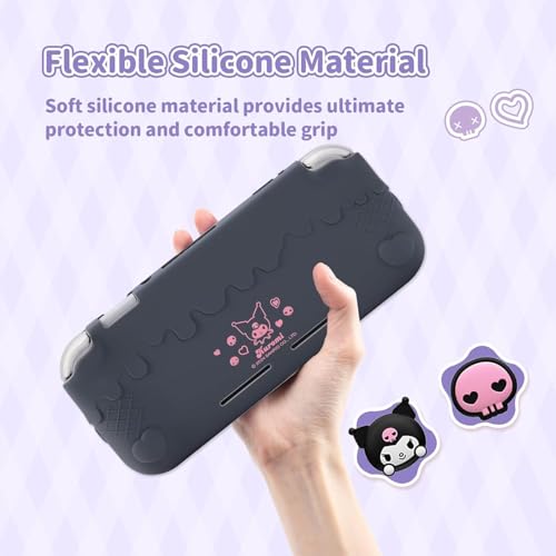Kuitmor Switch Lite Protective Case,Soft Silicone Protective Shell,Anti-Scratch Protective Cover Case for Switch Lite with 2 Thumb Grip Caps（Purple Kuromi） - color: Purple Kuromi