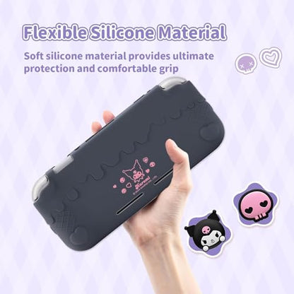 Kuitmor Switch Lite Protective Case,Soft Silicone Protective Shell,Anti-Scratch Protective Cover Case for Switch Lite with 2 Thumb Grip Caps（Purple Kuromi） - color: Purple Kuromi