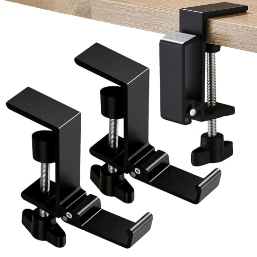 Foldable Headphone Stand Hanger Holder Under Desk Aluminum Alloy Headset Stand Fit for Gaming PC Accessories Universal Space Save Mount Clamp Hook Suitable for Xbox/PS4 Controller Office Computer Desk - color: Black
