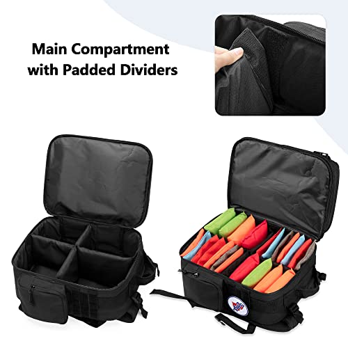 DSLEAF Cornhole Backpack for 16-24 Beanbags, Cornhole Bag with Extra Pocket | Well-organized Main Space with Dividers, Padded Shoulder Strap and Cushioned Lumbar for Comfort