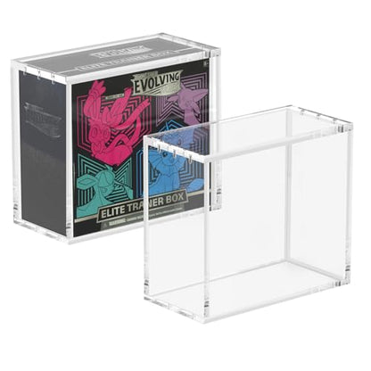 ETB Acrylic Protector Case 8mm Thick Magnetic Lid Closure Easy Top Loading UV Protection Dustproof Display Case Compatible with Elite Trainer Boxes(Case Only) - size: Elite Trainer Box Case