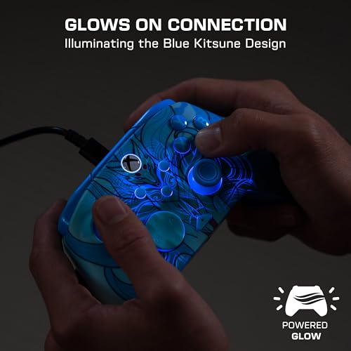 Turtle Beach Rematch Advanced Wired Gaming Controller for Xbox & PC | Xbox Series X|S, Xbox One, PC, 2 Remappable Buttons, Hall-Effect Triggers, Audio Controls, Glows-in-the-Dark, Blue Kitsune - color: Blue Kitsune