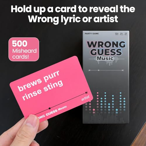 ATG Guess the Song Game - 500 Lyrical Nonsense Cards for Music Trivia, Family Party Games, Adults. Hilarious & Competitive Fun for Game Nights!