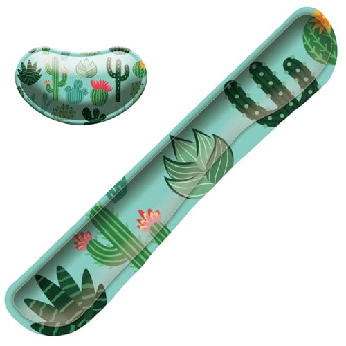 Keyboard Wrist Rest Mouse Wrist Support Set, Memory Foam Wrist Rest Pad for Computer Laptop Keyboard Mouse, Ergonomic Wrist Cushion Support for Typing Pain Relief, Gaming Home Office, Cactus - color: M35-cactus