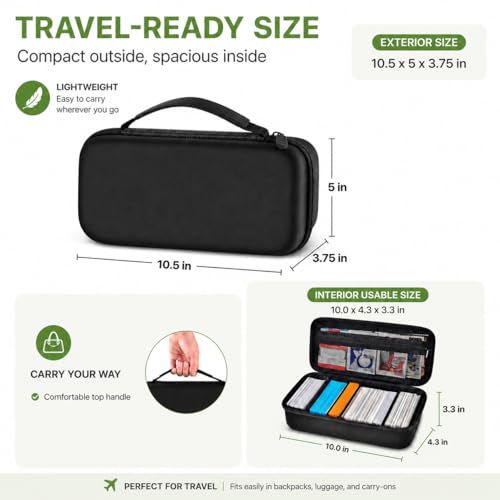 Trading Card Carrying Case, 900+ Card Game Storage for MTG | Large card carrying case for card games and trading cards, holds 900+ cards, deck boxes and expansion packs, black, case only