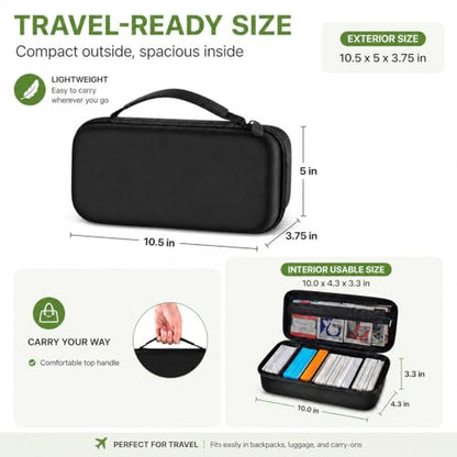 Trading Card Carrying Case, 900+ Card Game Storage for MTG | Large card carrying case for card games and trading cards, holds 900+ cards, deck boxes and expansion packs, black, case only