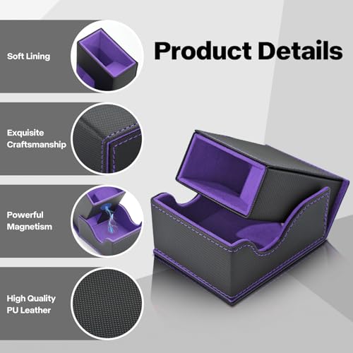 Dice Roller Tower, Premium DND Magnetic Dice Tray, Foldable PU Leather Dice Tower RPG Gifts for Dungeons and Dragons MTG Dm & Player Black/Violet - color: Black/Violet
