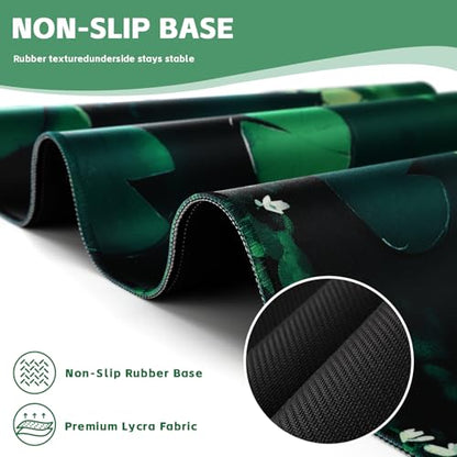 Baziabbo Green Desk Mat,XXL Extended Big Mouse Pad,Gaming Mousepad with Stitched Edge,Non-Slip Rubber Base Keyboard Desk Pad for Home Office Study Game - color: Pond Lotus Leaf