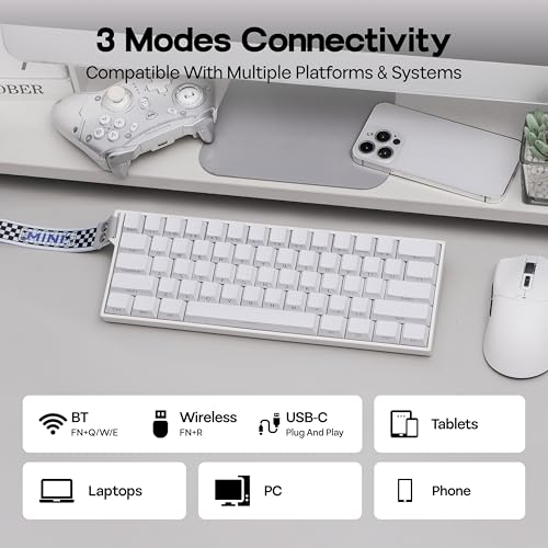 MechLands Aula Mini60 HE PRO Wireless Hall Effect Gaming Keyboard, 4000mAh | Magnetic Keyboard with 8K Polling, Fast Trigger, SOCD & DKS, Adjustable Actuation, RGB Backlit, Sound Dampening (White) - color: White