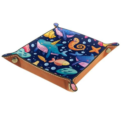 Whale Fish Starfish Dice Tray Dice Rolling Tray Folding Dice Holder for Dice Games, Like RPG, DND and Other Table Games - color: Multi 2
