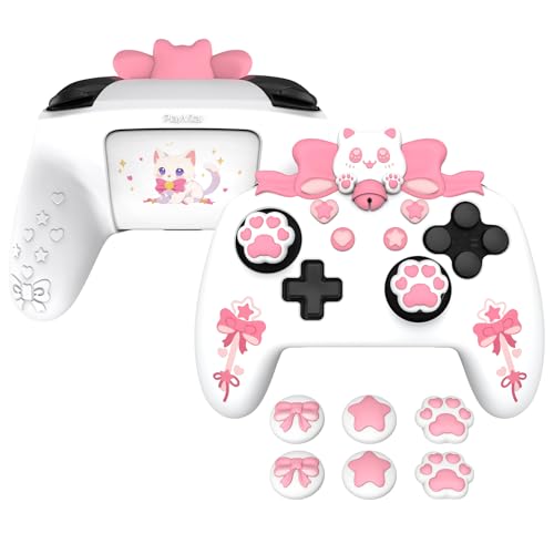 PlayVital Sweetheart Kitty Silicone Skin Compatible with Nintendo Switch Pro Controller Kawaii Anti-Slip Cover, Switch Pro Controller Joystick Grips & Protective Silicone Case - White - color: White
