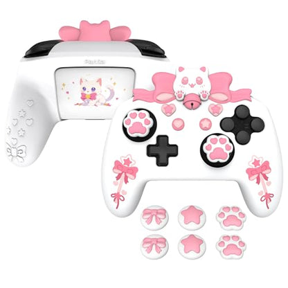 PlayVital Sweetheart Kitty Silicone Skin Compatible with Nintendo Switch Pro Controller Kawaii Anti-Slip Cover, Switch Pro Controller Joystick Grips & Protective Silicone Case - White - color: White