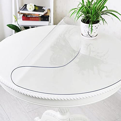 Round 34 Inch Dia Dining Coffee Table Protector 1.5mm Thick Clear Plastic Tablecloth Cover PVC Vinyl Round Dining Table Cover Wood Marble Glass Tabletop Topper Protection Pad Easy Clean Mat - color: Round New Clear 1.5mm, size: 34" (Round)