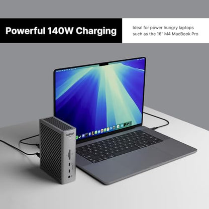 CalDigit TS5 Thunderbolt 5 Dock - 15 Port, 140W Charging, 80Gb/s TBT 5 x 4, USB-C 10Gb x 3, USB-A x2, 2.5Gb Ethernet, Dual 8K@60Hz Displays, SD & microSD UHS-II, 1m Braided Cable, Space Gray 240W PSU - style: TS5