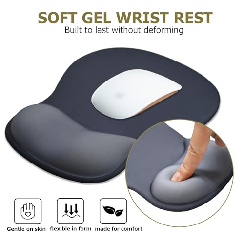 Ergonomic Mouse Pad with Wrist Rest and Keyboard Wrist Rest, Onyx Black | Wrist Rest for Computer Keyboard with Non-Slip PU Base, Pain Relief, Gel Mousepad with Wrist Support for Home & Gaming - color: Onyx Black