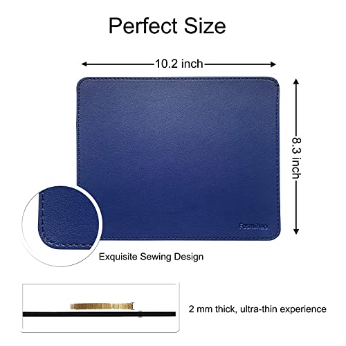 Leather Double Side Mouse Pad With Stitched Edge - Waterproof Ultra Thin for Computers, Laptop, Office & Home, 10.2 x 8.3 Inch, 1 Pack (Navy Blue) - color: Navy Blue