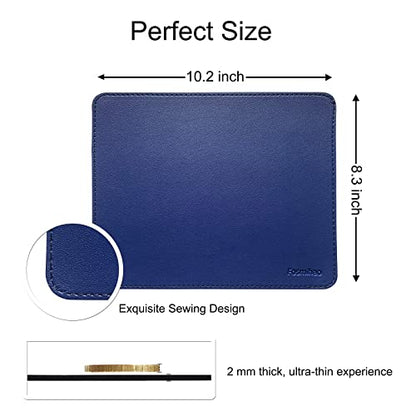 Leather Double Side Mouse Pad With Stitched Edge - Waterproof Ultra Thin for Computers, Laptop, Office & Home, 10.2 x 8.3 Inch, 1 Pack (Navy Blue) - color: Navy Blue