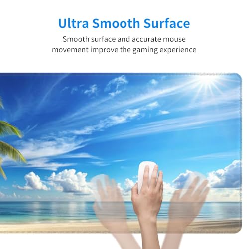 Beach Mouse Pad XL Large Mousepad Non Slip Rubber Base Desk Mat for Laptop Computer Gaming 31.5" X 12" - color: Beach