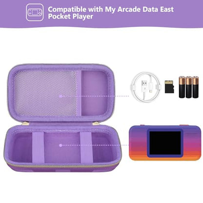 Supmay Hard Travel Case for My Arcade Data East Pocket Player, Portable Video Game System Handheld Game Protection Case with Mesh Pocket for Batteries and USB-C Cable, Purple - color: Purple Cube