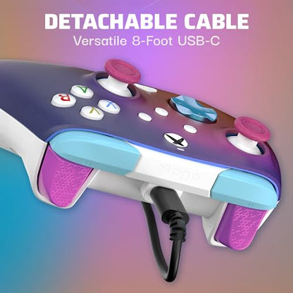 PDP Rematch Enhanced Wired Gaming Controller for Xbox Series X|S & Xbox One | Licensed for Xbox & PC, 2 Mappable Back Buttons, Adjustable Triggers, Audio Controls, Companion App, Gamepad, Australian Opal - color: Australian Opal, style: Controller
