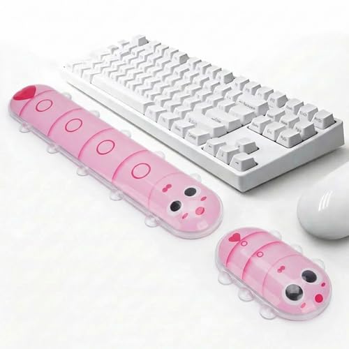 Cute Ergonomic Gel Jelly Wrist Rest for Office & Gaming, Support to Relieve Wrist Fatigue, Non-Slip Gel Pad for All-Day Typing Comfort, Won’t Flatten or Lose Shape After Long-Term Use - color: Caterpillar Shape Design