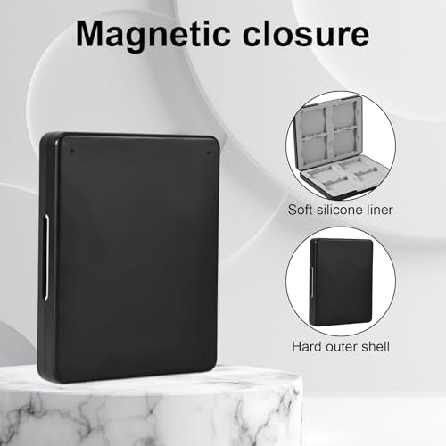 Game Cartridge Storage Case for Gameboy GB GBC, Magnetic Closure Protective Holder with Silicone Slots Holds 16 Game Cartridges for GB GBC Collectors