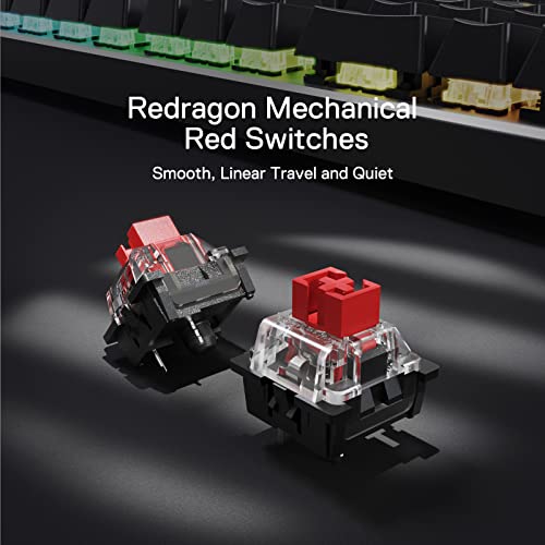 Redragon K556 PRO Upgraded Wireless RGB Gaming Keyboard, BT/2.4Ghz Tri-Mode Aluminum Mechanical Keyboard w/No-Lag Connection, Hot-Swap Linear Quiet Red Switch - color: Black PRO, size: Red Switch