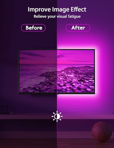 MATICOD LED Lights for TV, 16.4ft RGB Strip Lights for TV Behind 50-70in TV, Bluetooth APP Remote Control Music Sync TV Backlight for Bedroom Gaming Room