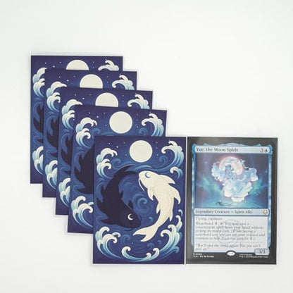MTG Sleeves by Arcanum Industries, 103 Matte Card Sleeves for Magic The Gathering & TCG - Premium Shuffle Feel & Borderless Art with Black Interior (Spirit Koi)