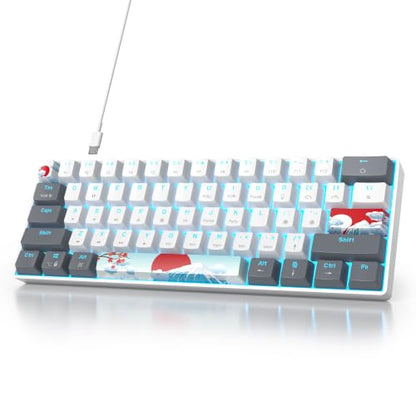 Portable 60% Mechanical Gaming Keyboard White/Grey, RGB Backlit Wired Key Board with Red Switch, Compact 61 Keys Mini Office Keyboards with for Windows Laptop PC (61 White/Red Switch) - color: 61 White/Red Switch