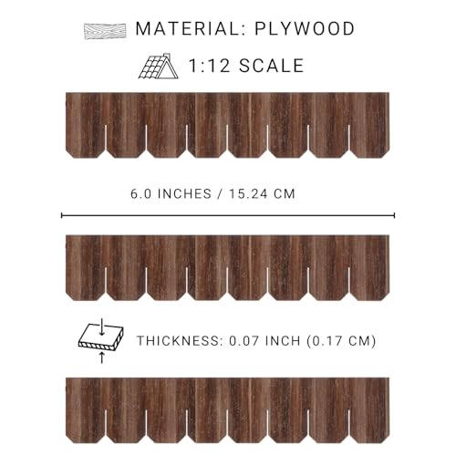 Miniature Roof Shingle Strips for 1:12 Scale Dollhouse Roofing | Set of 25 Strips, REDUCIO! - color: Walnut Tone