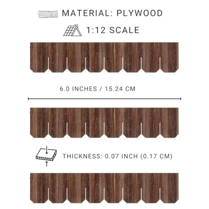 Miniature Roof Shingle Strips for 1:12 Scale Dollhouse Roofing | Set of 25 Strips, REDUCIO! - color: Walnut Tone