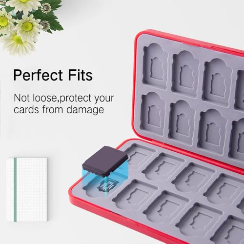 PERFECTSIGHT Switch Game Case Compatible with Nintendo Switch OLED & Switch Lite, 48 Switch 2 Game Holder，Cute Switch Game Card Case Cartridge with 48 Slots Game Card Storage, Mali - color: 48 Slot - Red M, size: 48 Slots