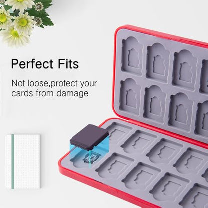 PERFECTSIGHT Switch Game Case Compatible with Nintendo Switch OLED & Switch Lite, 48 Switch 2 Game Holder，Cute Switch Game Card Case Cartridge with 48 Slots Game Card Storage, Mali - color: 48 Slot - Red M, size: 48 Slots