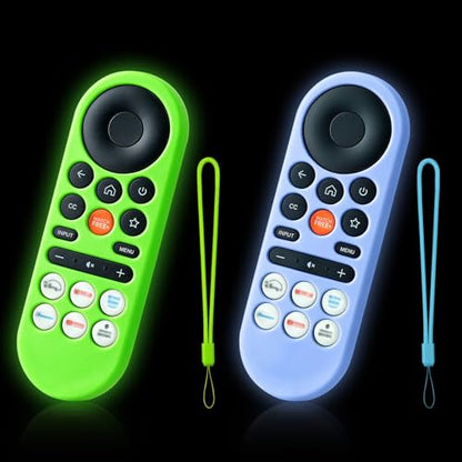 2-Pack Glowing Remote Cover for VIZIO XRT281 Remote, Glow Green & Glow Blue | Glowing in the Dark, Silicone Case with Lanyard, GITD! - color: Glow Green&Glow Blue
