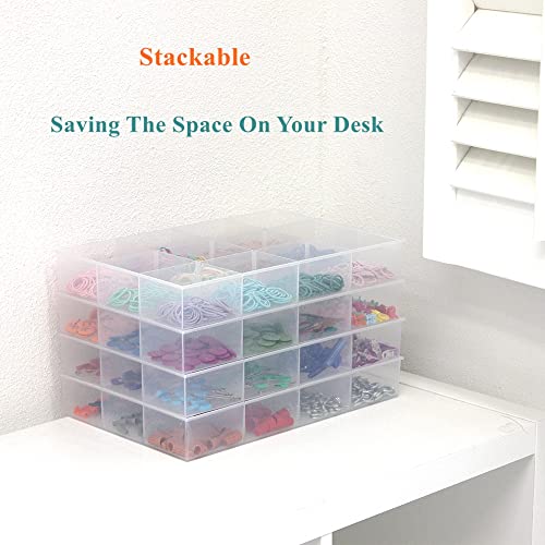 2 Pack Fixed 12 Grids Clear Plastic Organizer Sorting Tray and Transparent Storage Divider Box Container Case for Hardware, Craft, Sewing Kit, Office Supplies, Small Parts - size: Fixed 12 Grids