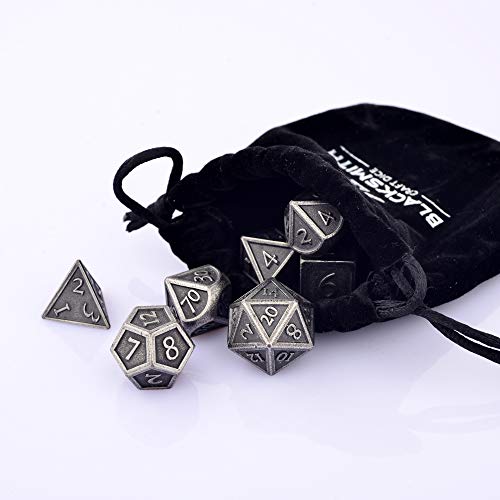HEIMDALLR Metal DND Dice Set 7pcs - Indestructible Metal Dice Set w/Dice Bag; D&D Dice Set D&D (Dungeons and Dragons Dice Set) w/ D20 Dice - Blacksmith Craft Dice (Weathered Iron) - color: 02 Weathered Iron