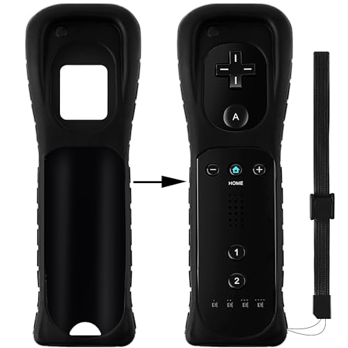 XiQiDianr 2 Packs Silicone Case Cover with Wrist Strap for Nintendo Wii Remote Controller (Black 2) - color: Black