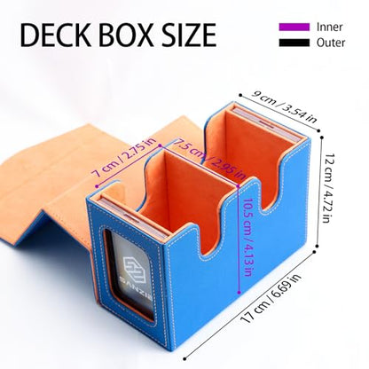 SANZIE Card Deck Box for MTG Commander Deck Box with 2 Toploaders (Blue) | Card Storage Box with Commander Display, Fits 240+ Single Sleeved Trading Cards, PTCG TCG Deck Box for Trading Cards - color: Blue