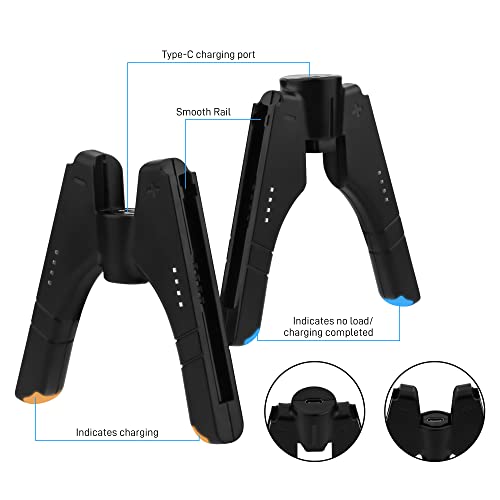 4 in 1 Controller Charger Grip for Nintendo Switch JoyCon & Switch OLED Joy Con Holder, FANPL JoyCon charging dock with LED Indicator Light and Charging Cable - Converts to Grip or Charging Stand