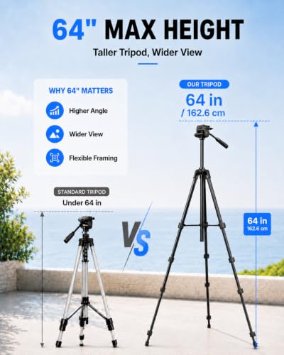 UBeesize Vlogging Kit for Phone with 2 Wireless Mics, 2 Tripods & LED Light | Content Creator Essentials, 64" Tripod, Flexible Tripod, 2 Lavalier Mics, LED Fill Light, Phone Holder & Bluetooth Remote