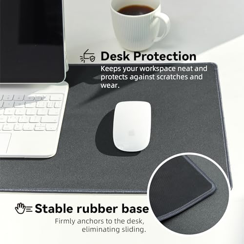 Reniteco Large Office & Gaming Mouse Pad, 27.6" x 11.8" x 0.08" | Anti-Fray Stitched Edges, Premium Textured Surface, Non-Slip Rubber Base, Water and Stain Resistant Protection - color: Deep Gray, size: 27.6''x11.8''x0.08''