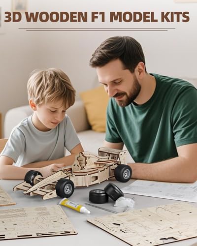 3D Wooden Puzzles for Adults, Formula 1 Racing Car Kit 66pcs | 3D Wood Pull Back Toys Model Car Kits for Adults to Build, Suitable for Beginners, Birthday Gift for 14+ Teen Boy Men Seniors
