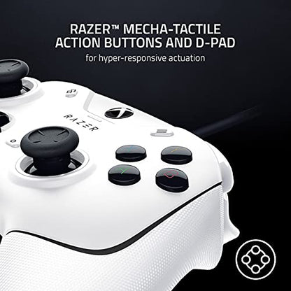 Razer Wolverine V2 Wired Gaming Controller for Xbox Series X|S, Xbox One, PC: Remappable Front-Facing Buttons - Mecha-Tactile Action Buttons and D-Pad - Trigger Stop-Switches - White - color: White, size: Controller Only, style: Wolverine V2